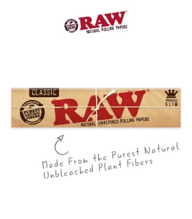 RAW 6 Pack Premium Rolling Paper Connoisseur Classic King Size Slim Plus with Smart Filter Tips 6 Booklets
